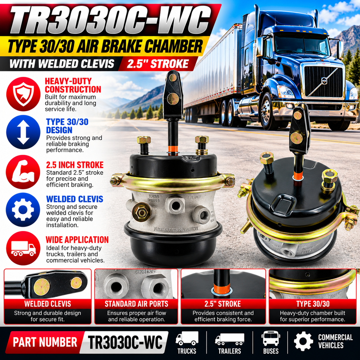 Brake Chamber- T3030C-WC