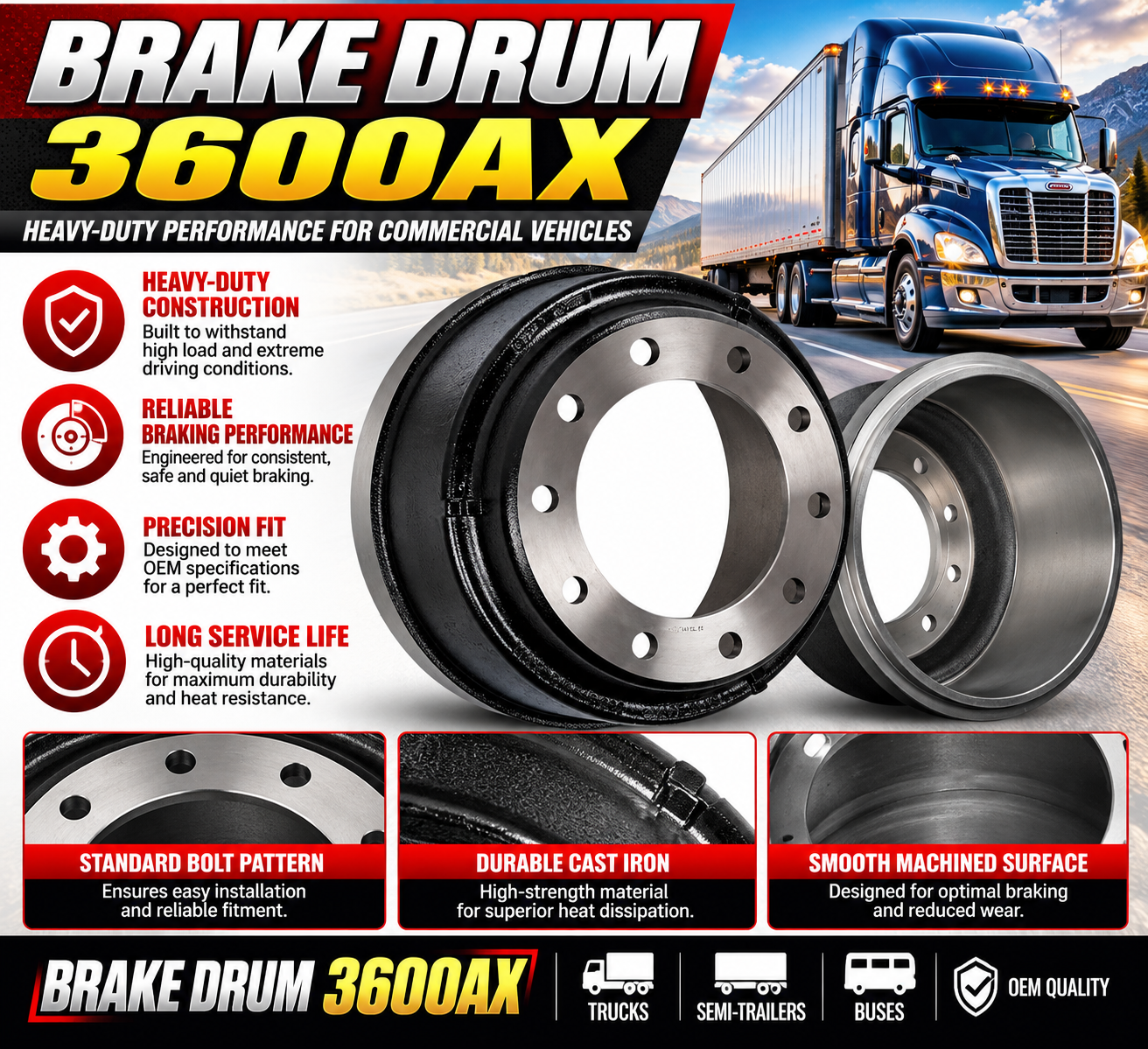 Brake Drum- 3600AX