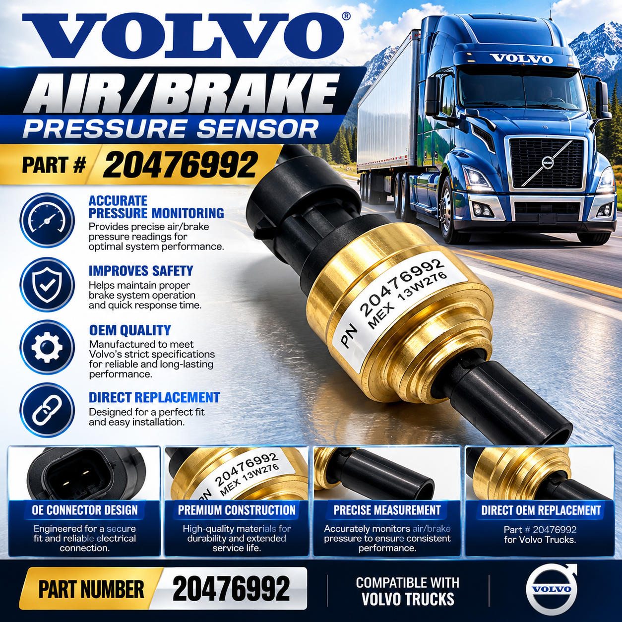 Air Brake Pressure Sensor- 20476992